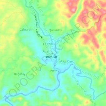 Mapa topográfico Plaza, altitud, relieve