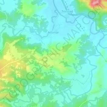 Mapa topográfico Sukailang, altitud, relieve
