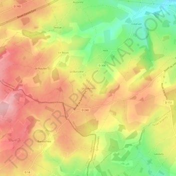 Mapa topográfico Le Courret, altitud, relieve