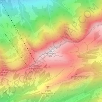 Mapa topográfico Hochgrat, altitud, relieve