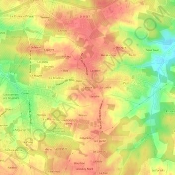 Mapa topográfico Lacroix, altitud, relieve