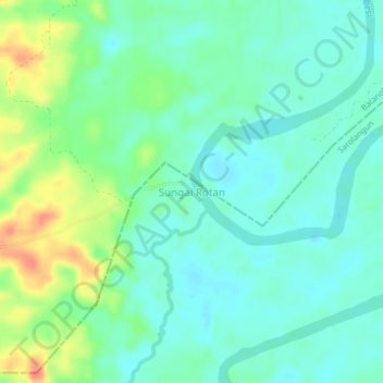 Mapa topográfico Sungai Rotan, altitud, relieve