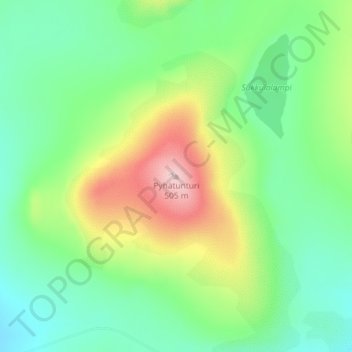 Mapa topográfico Pyhätunturi, altitud, relieve
