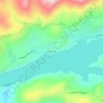 Mapa topográfico Cedar Crest, altitud, relieve