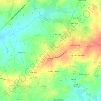 Mapa topográfico La Loge, altitud, relieve