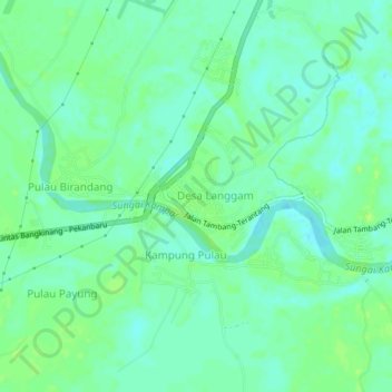 Mapa topográfico desa Pulau, altitud, relieve