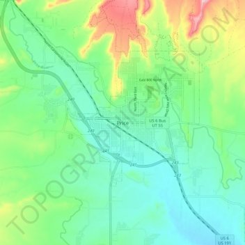 Mapa topográfico Price, altitud, relieve