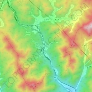 Mapa topográfico Sanpu, altitud, relieve
