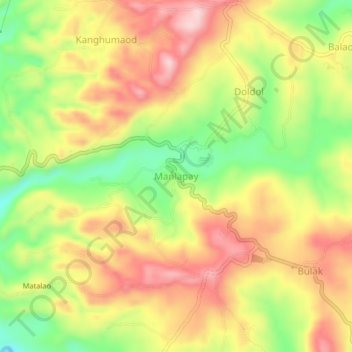 Mapa topográfico Manlapay, altitud, relieve