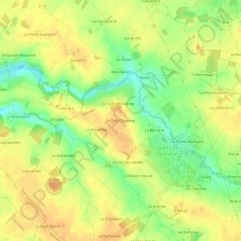 Mapa topográfico Le Petit Chatenay, altitud, relieve