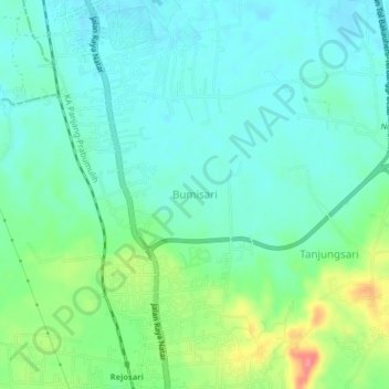 Mapa topográfico Bumisari, altitud, relieve