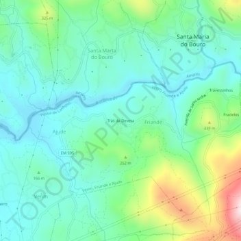 Mapa topográfico Trás da Devesa, altitud, relieve