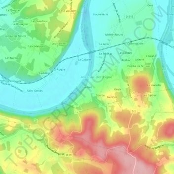 Mapa topográfico Lasfont, altitud, relieve