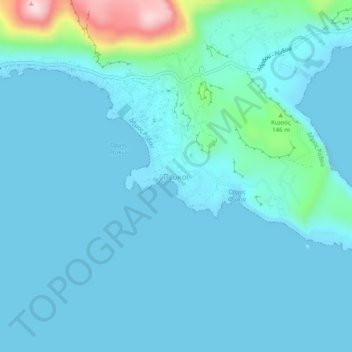 Mapa topográfico Pefki, altitud, relieve