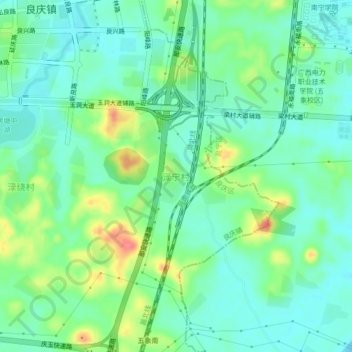 Mapa topográfico Luning, altitud, relieve