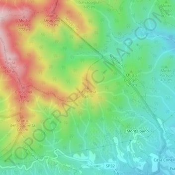 Mapa topográfico La Pelosa, altitud, relieve