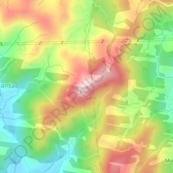 Mapa topográfico Morro do Gato, altitud, relieve