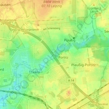 Mapa topográfico Portitzmühle, altitud, relieve
