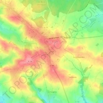 Mapa topográfico La Foye, altitud, relieve