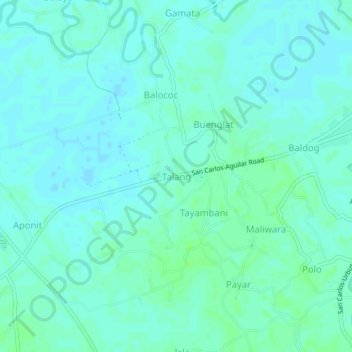 Mapa topográfico Talang, altitud, relieve