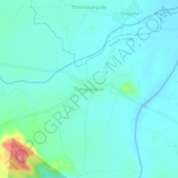 Mapa topográfico Thangallapalli, altitud, relieve