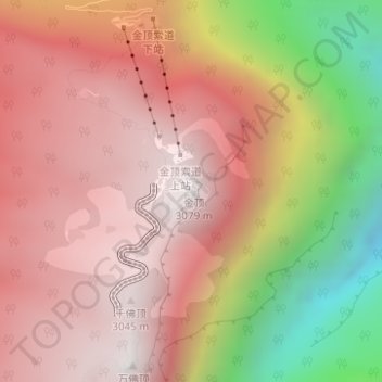 Mapa topográfico Emei Shan, altitud, relieve