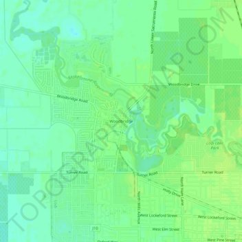 Mapa topográfico Woodbridge, altitud, relieve