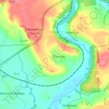 Mapa topográfico Crambe, altitud, relieve