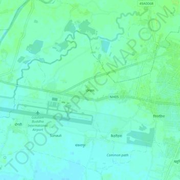 Mapa topográfico Dogahara, altitud, relieve