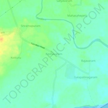 Mapa topográfico Keshavaram, altitud, relieve