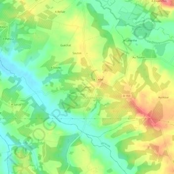 Mapa topográfico Tursan, altitud, relieve