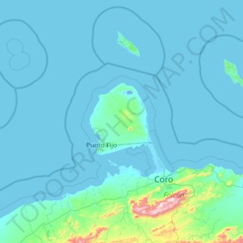 Mapa topográfico Paraguaná, altitud, relieve