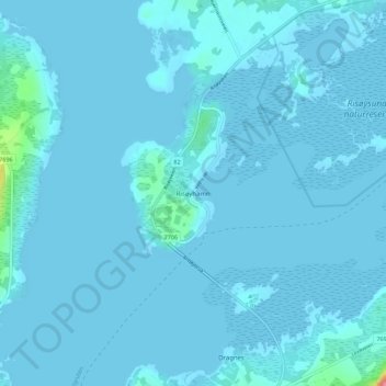 Mapa topográfico Risøyhamn, altitud, relieve