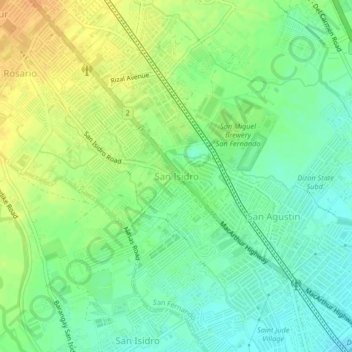 Mapa topográfico San Isidro, altitud, relieve