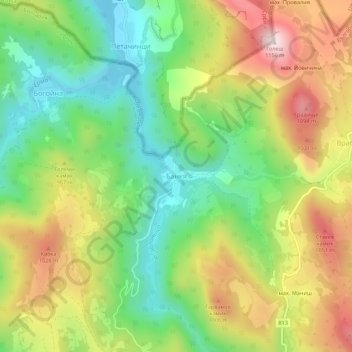 Mapa topográfico Bankya, altitud, relieve