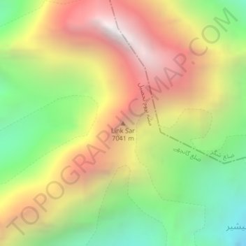 Mapa topográfico Link Sar, altitud, relieve