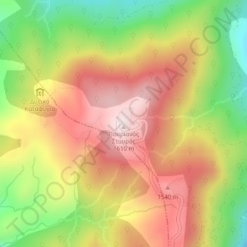 Mapa topográfico Πήλιο, altitud, relieve