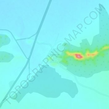 Mapa topográfico Sindroo, altitud, relieve