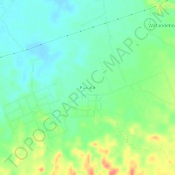 Mapa topográfico Puriala, altitud, relieve