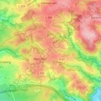 Mapa topográfico Höhe, altitud, relieve
