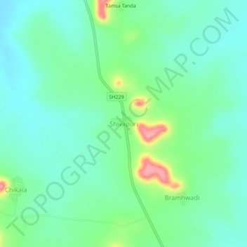 Mapa topográfico Shivapuri, altitud, relieve