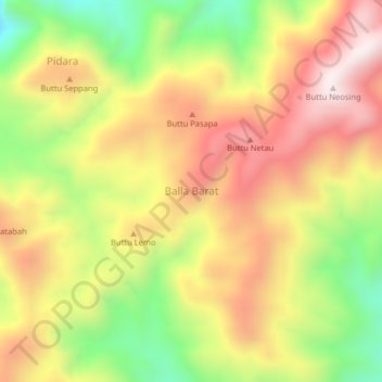 Mapa topográfico Balla Barat, altitud, relieve