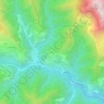 Mapa topográfico Andagna, altitud, relieve