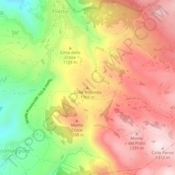 Mapa topográfico Colle Rotondo, altitud, relieve
