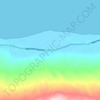 Mapa topográfico Bambalo, altitud, relieve