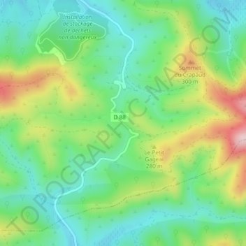 Mapa topográfico Col du Gambet, altitud, relieve
