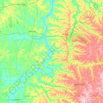 Mapa topográfico Kellys Island, altitud, relieve