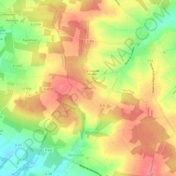 Mapa topográfico Mortier, altitud, relieve