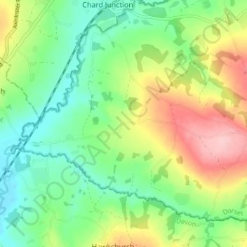 Mapa topográfico Holditch, altitud, relieve
