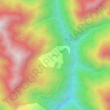Mapa topográfico Gangi, altitud, relieve
